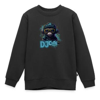 DJ niedlich - Affe in Kopfhörern - Kinder Premium Organic Sweatshirt - Schwarz - Vorne - AI Model Kid Female (0cm)