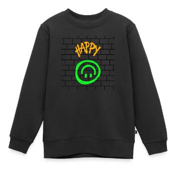 Conception HappyWall - Sweat Premium enfant bio - noir - Devant - AI Model Kid Female (0cm)