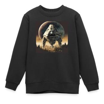 Futuristic space ship landing in forest - Kids Premium Organic Sweatshirt - black - Front - AI Model Kid Female (0cm)