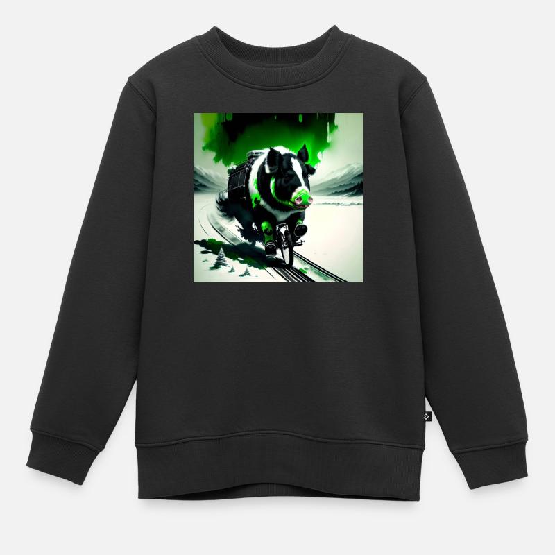 Le cochon vert - Sweat Premium enfant bio - noir