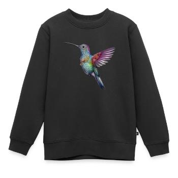 Fliegender Kolibri Vogel Exotische Tiere - Kinder Premium Organic Sweatshirt - Schwarz - Vorne - AI Model Kid Female (0cm)