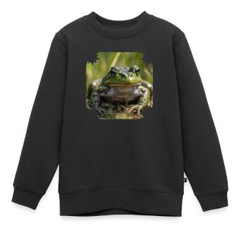 Sei kein Frosch heißt es in einer Redewendung - Kinder Premium Organic Sweatshirt - Schwarz - Vorne - AI Model Kid Female (0cm)