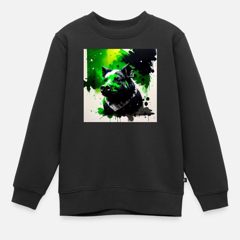 Le cochon vert - Sweat Premium enfant bio - noir