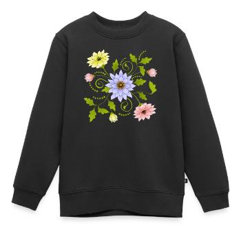 Fleur - Sweat Premium enfant bio - noir - Devant - AI Model Kid Female (0cm)