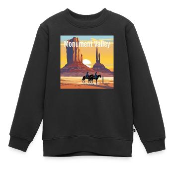 Monument Valley - Coucher de soleil - Sweat Premium enfant bio - noir - Devant - AI Model Kid Female (0cm)