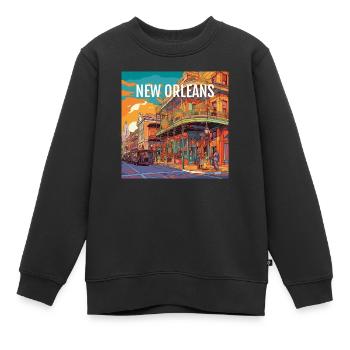 La Nouvelle-Orléans au coucher du soleil - Sweat Premium enfant bio - noir - Devant - AI Model Kid Female (0cm)