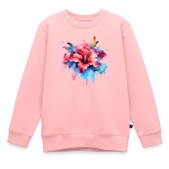 Blumige Eleganz - Kinder Premium Organic Sweatshirt - Rosa - Vorne - AI Model Kid Female (0cm)