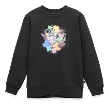 coiffe indienne blanc taches de couleurs pastel - Sweat Premium enfant bio - noir - Devant - AI Model Kid Female (0cm)