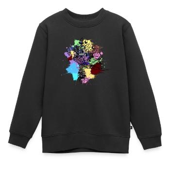 coiffe indienne noire couleurs vives - Sweat Premium enfant bio - noir - Devant - AI Model Kid Female (0cm)