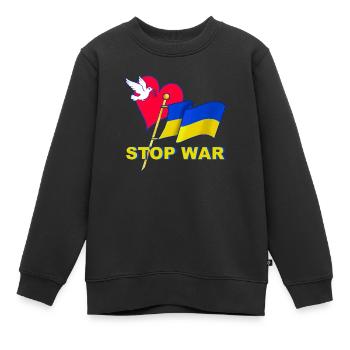 Stop War - Kinder Premium Organic Sweatshirt - Schwarz - Vorne - AI Model Kid Female (0cm)