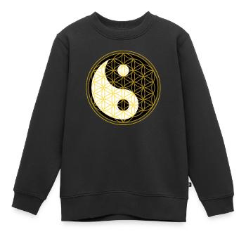 chakra blume des lebens Lebensblume Yin Yang yoga - Kinder Premium Organic Sweatshirt - Schwarz - Vorne - AI Model Kid Female (0cm)