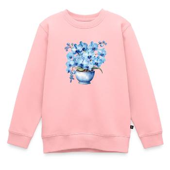 Plantes Fleurs Bleues Fleurs Orchidées Mariage - Sweat Premium enfant bio - rose - Devant - AI Model Kid Female (0cm)