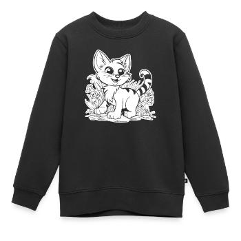 Katze Katzen Kätzchen Katzendame - Kinder Premium Organic Sweatshirt - Schwarz - Vorne - AI Model Kid Female (0cm)