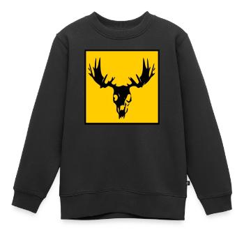 Saké d’orignal - Sweat Premium enfant bio - noir - Devant - AI Model Kid Female (0cm)