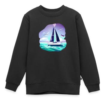 Sailing Sailing Ship Sailing Sailing Sailboat - Kids Premium Organic Sweatshirt - black - Front - AI Model Kid Female (0cm)