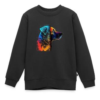 Chien dans une émeute de couleurs / Chien multicolore - Sweat Premium enfant bio - noir - Devant - AI Model Kid Female (0cm)