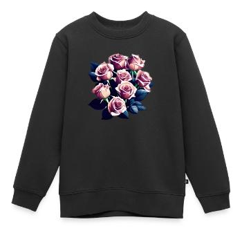 Bouquet fleurs roses fleuristerie - Sweat Premium enfant bio - noir - Devant - AI Model Kid Female (0cm)