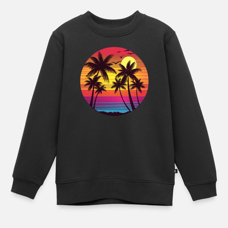 Magie du coucher de soleil sur la plage - Sweat Premium enfant bio - noir