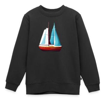 Sailing Ship Sailing Sailing Sailing Sailing Sailboat - Kids Premium Organic Sweatshirt - black - Front - AI Model Kid Female (0cm)