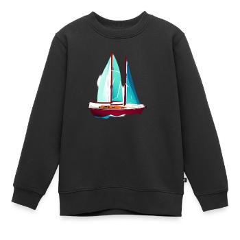 Sailing Sailing Ship Sailing Sailing Sailboat - Kids Premium Organic Sweatshirt - black - Front - AI Model Kid Female (0cm)