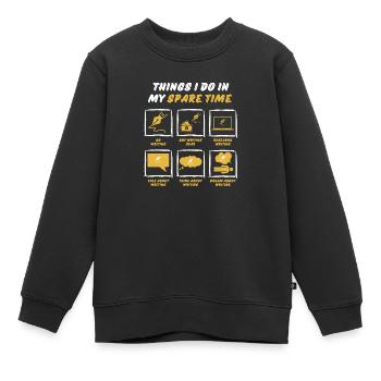 WRITING IN SPARE TIME - Kids Premium Organic Sweatshirt - black - Front - AI Model Kid Female (0cm)