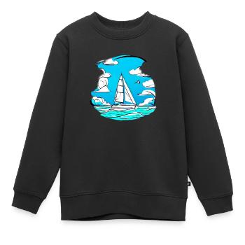 Sailing Ship Sailing Sailing Sailing Sailing Boat - Kids Premium Organic Sweatshirt - black - Front - AI Model Kid Female (0cm)