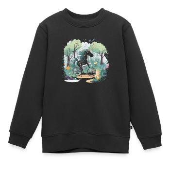 Einhorn auf dem Fahrrad - Kinder Premium Organic Sweatshirt - Schwarz - Vorne - AI Model Kid Female (0cm)