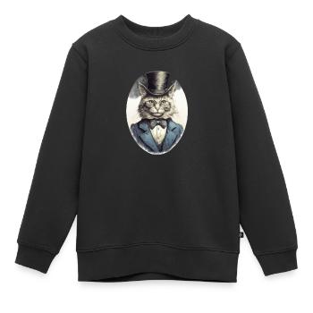 Katze im 1800 Jahre Stil Gekleidet Nobel Barock - Kinder Premium Organic Sweatshirt - Schwarz - Vorne - AI Model Kid Female (0cm)