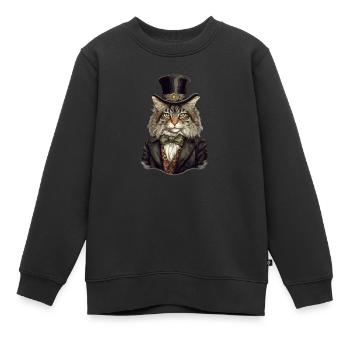 Katze im 1800 Jahre Stil Gekleidet Nobel Barock - Kinder Premium Organic Sweatshirt - Schwarz - Vorne - AI Model Kid Female (0cm)
