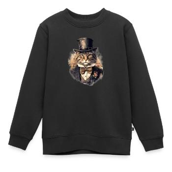 Katze im 1800 Jahre Stil Gekleidet Nobel Barock - Kinder Premium Organic Sweatshirt - Schwarz - Vorne - AI Model Kid Female (0cm)