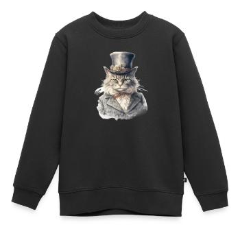 Katze im 1800 Jahre Stil Gekleidet Nobel Barock - Kinder Premium Organic Sweatshirt - Schwarz - Vorne - AI Model Kid Female (0cm)