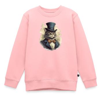 Katze im 1800 Jahre Stil Gekleidet Nobel Barock - Kinder Premium Organic Sweatshirt - Rosa - Vorne - AI Model Kid Female (0cm)