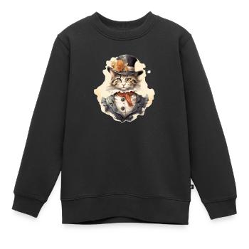 Katze im 1800 Jahre Stil Gekleidet Nobel Barock - Kinder Premium Organic Sweatshirt - Schwarz - Vorne - AI Model Kid Female (0cm)