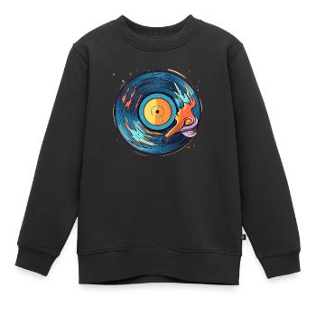Comic Schallplatte - Kinder Premium Organic Sweatshirt - Schwarz - Vorne - AI Model Kid Female (0cm)