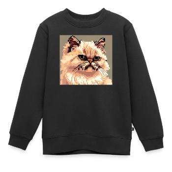 Perserkatze Negan in Pixelart - Kinder Premium Organic Sweatshirt - Schwarz - Vorne - AI Model Kid Female (0cm)
