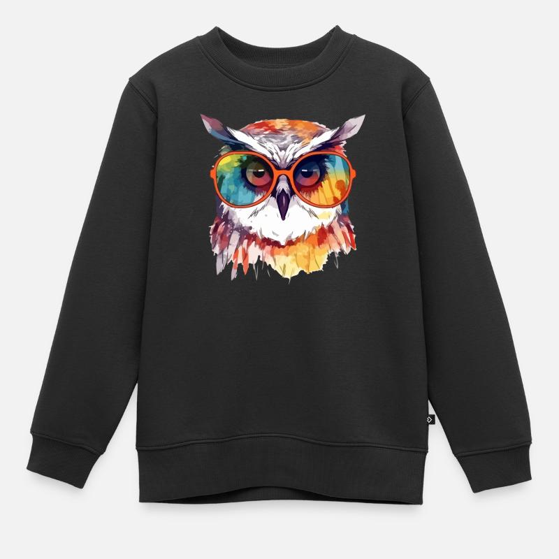 Chouchou la chouette à lunettes - Sweat Premium enfant bio - noir