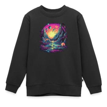 Futuristic life on planets - Kids Premium Organic Sweatshirt - black - Front - AI Model Kid Female (0cm)