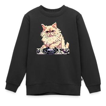 Perserkatze DJ Negan in Pixelart - Kinder Premium Organic Sweatshirt - Schwarz - Vorne - AI Model Kid Female (0cm)