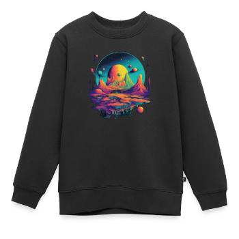 Futuristisch Leben auf Planeten - Kinder Premium Organic Sweatshirt - Schwarz - Vorne - AI Model Kid Female (0cm)
