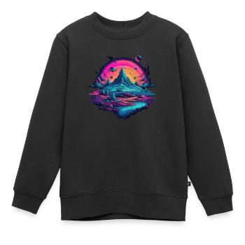 Futuristic life on planets - Kids Premium Organic Sweatshirt - black - Front - AI Model Kid Female (0cm)