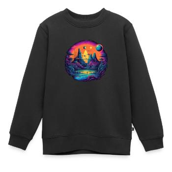 Futuristic life on planets - Kids Premium Organic Sweatshirt - black - Front - AI Model Kid Female (0cm)
