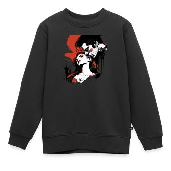 Le baiser du vampire - Sweat Premium enfant bio - noir - Devant - AI Model Kid Female (0cm)