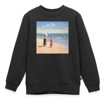 Seaside Stroll - Kids Premium Organic Sweatshirt - black - Front - AI Model Kid Female (0cm)