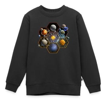 Hexagonal Solar System - Kids Premium Organic Sweatshirt - black - Front - AI Model Kid Female (0cm)
