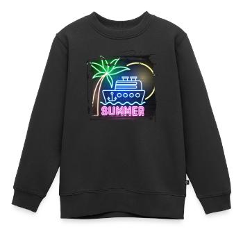 sommer strand strand retro meer neon licht eng - Kinder Premium Organic Sweatshirt - Schwarz - Vorne - AI Model Kid Female (0cm)