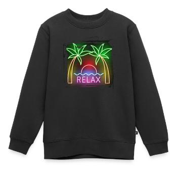 été plage plage rétro mer néon lumière eng - Sweat Premium enfant bio - noir - Devant - AI Model Kid Female (0cm)