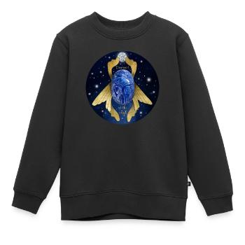 blauer Edelstein Skarabäus als Glücksbringer - Kinder Premium Organic Sweatshirt - Schwarz - Vorne - AI Model Kid Female (0cm)