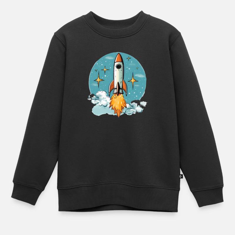 Rakete - Kinder Premium Organic Sweatshirt - Schwarz