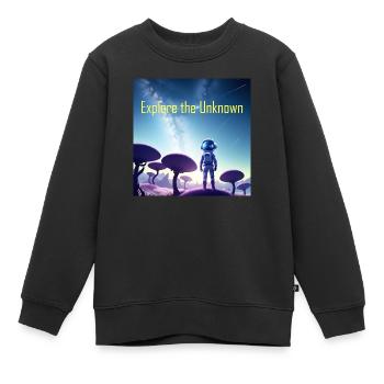 Explore the Unknown 2 - Kids Premium Organic Sweatshirt - black - Front - AI Model Kid Female (0cm)