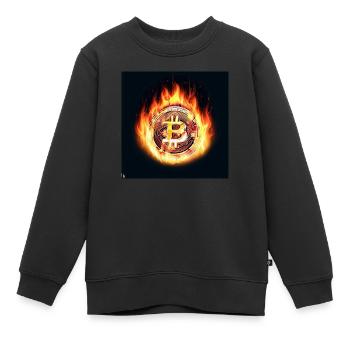 Brûler Bitcoin - Sweat Premium enfant bio - noir - Devant - AI Model Kid Female (0cm)